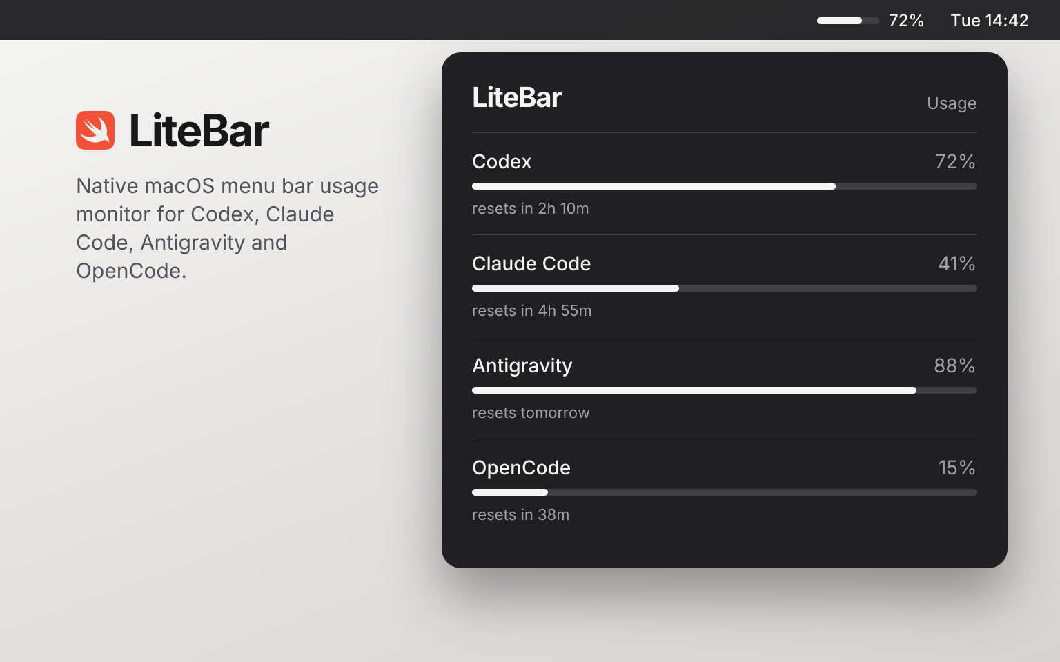 LiteBar preview